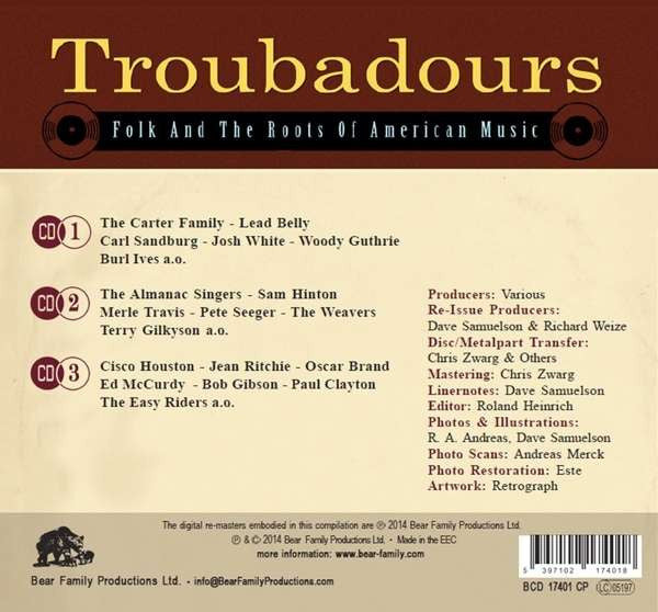 Various : Troubadours (Folk And The Roots Of American Music Part 1) (3xCD, Comp, RM)