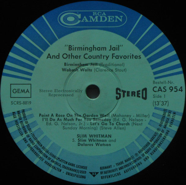 Slim Whitman : Birmingham Jail And Other Country Favourites (LP, Comp)