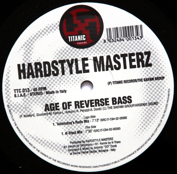 Hardstyle Masterz : Age Of Reverse Bass (12")