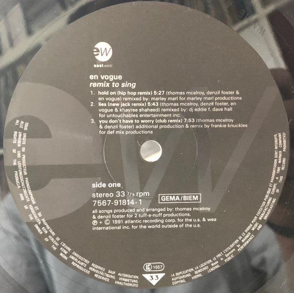 En Vogue : Remix To Sing (12", Comp)