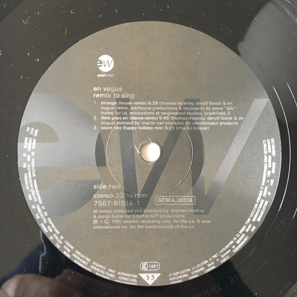 En Vogue : Remix To Sing (12", Comp)