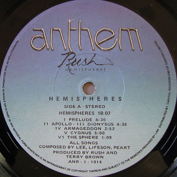 Rush : Hemispheres (LP, Album)