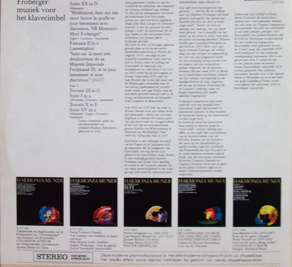 Johann Jakob Froberger : Gustav Leonhardt : Muziek Voor Het Klavecimbel (LP)