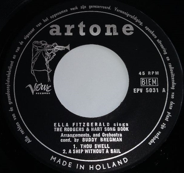 Ella Fitzgerald : Sings The Rodgers And Hart Song Book  (7", EP)