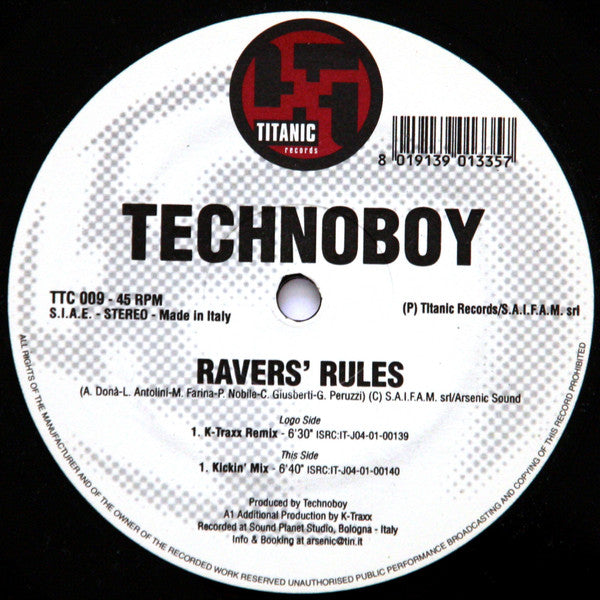 Technoboy : Ravers' Rules (12")