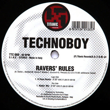 Technoboy : Ravers' Rules (12")