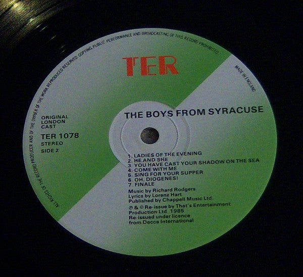 The Boys From Syracuse (Original London Cast Recording) Company : The Boys From Syracuse (LP, Album, RE)