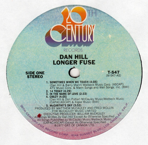 Dan Hill : Longer Fuse (LP, Album, Ter)