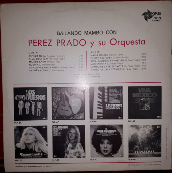 Perez Prado And His Orchestra : Bailando Mambo Con (LP, Comp)