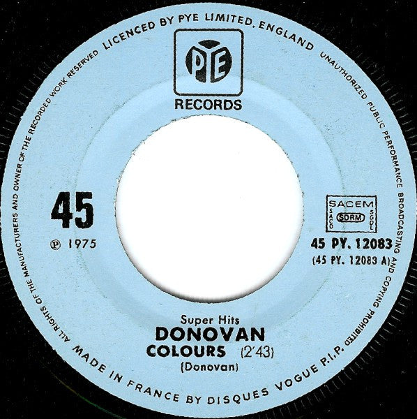 Donovan : Colours / Hey Gyp (7", Single, Mono)