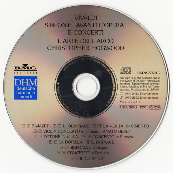 Antonio Vivaldi, L'Arte Dell'Arco, Christopher Hogwood, Federico Guglielmo : Avanti L'Opera (CD)