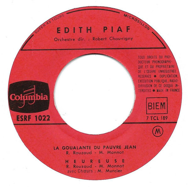 Edith Piaf : La Goualante Du Pauvre Jean  (7", EP, RE)