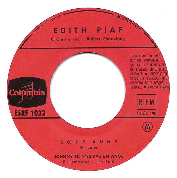 Edith Piaf : La Goualante Du Pauvre Jean  (7", EP, RE)