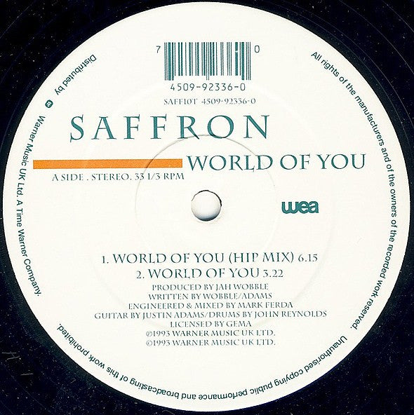 Saffron : World Of You (12", Maxi)