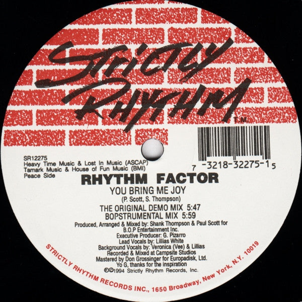 Rhythm Factor : You Bring Me Joy (12")