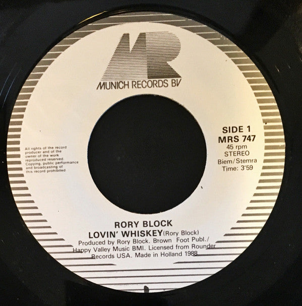 Rory Block : Lovin' Whiskey (7", Single)