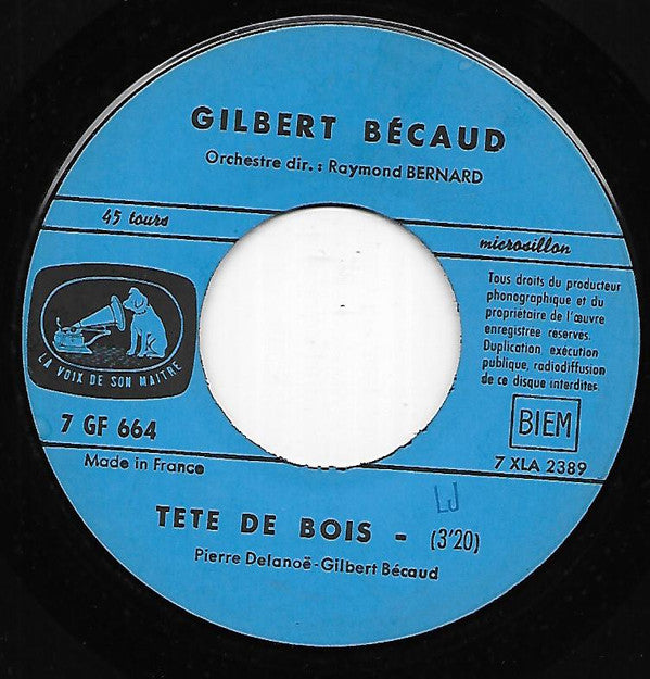 Gilbert Bécaud : Tete De Bois (7", Single, Jukebox)