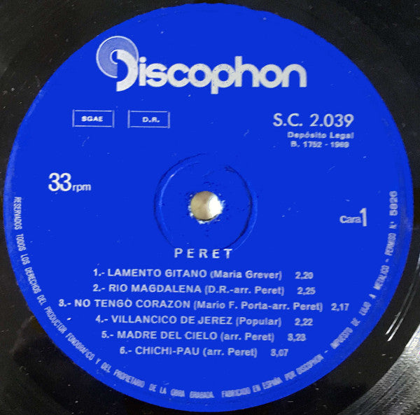Peret Y Sus Gitanos : Peret Y Sus Gitanos (LP, Album, Blu)