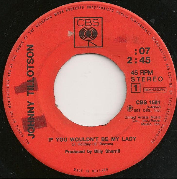 Johnny Tillotson : If You Wouldn't Be My Lady (7", Single)