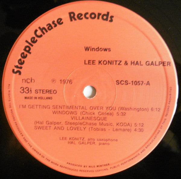 Lee Konitz & Hal Galper : Windows (LP, Album, RE, RP)