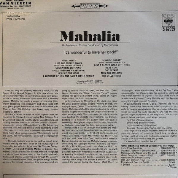 Mahalia Jackson : Mahalia Sings (LP)
