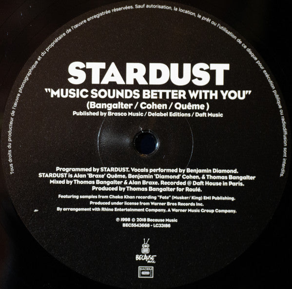 Stardust : Music Sounds Better With You (12", S/Sided, Single, Etch, Ltd, RE, RM, Opt)
