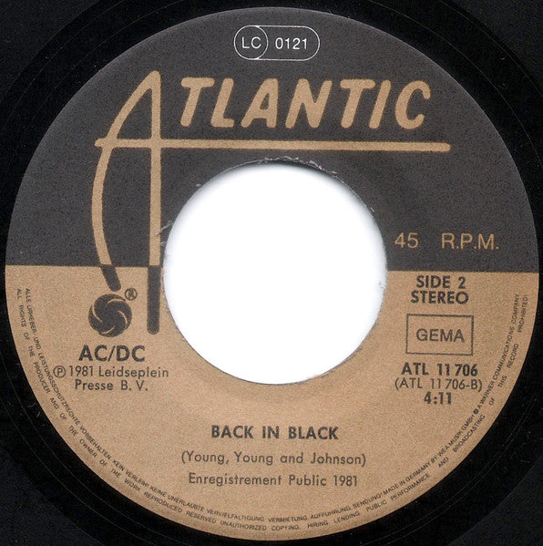 AC/DC : Let's Get It Up / Back In Black (Enregistrement Public 1981) (7", Single)