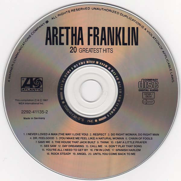 Aretha Franklin : 20 Greatest Hits (CD, Comp)