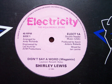 Shirley Lewis : Didn't Say A Word (12")