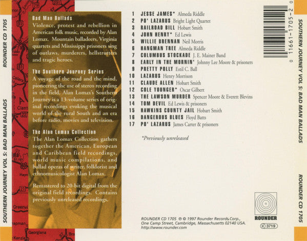 Various : Southern Journey Volume 5: Bad Man Ballads (Songs Of Outlaws And Desperadoes) (CD, Album, Comp, RM)