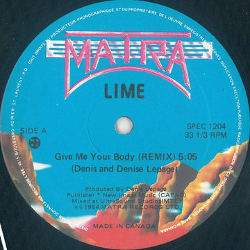 Lime (2) : Give Me Your Body (Remix) / On The Grid  (12")