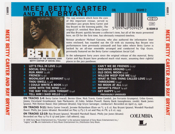 Betty Carter And Ray Bryant : Meet Betty Carter And Ray Bryant (CD, Comp, RE)