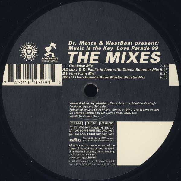 Dr. Motte & WestBam : Music Is The Key (Love Parade 99) (The Mixes) (12")
