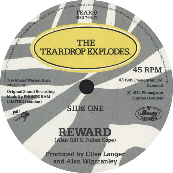 The Teardrop Explodes : Reward / Treason (7", Single, Pap)