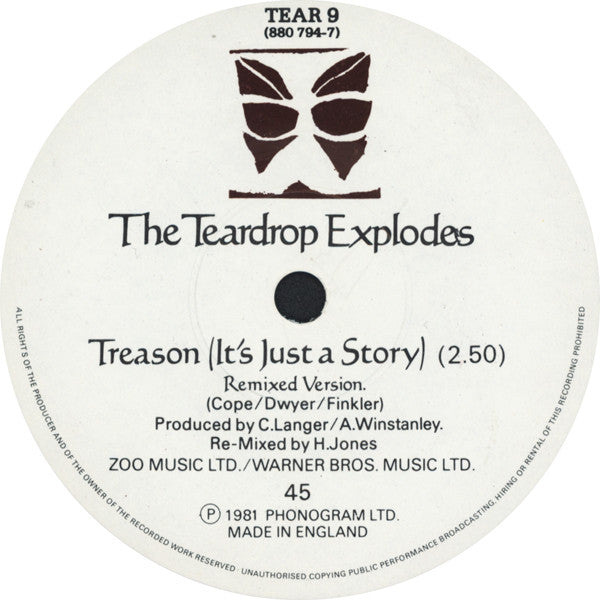 The Teardrop Explodes : Reward / Treason (7", Single, Pap)