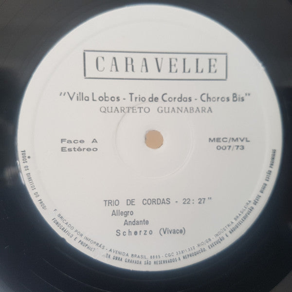 Heitor Villa-Lobos, Quarteto Guanabara : Trio De Cordas - Choros Bis (LP, Album)