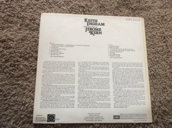 Keith Ingham : Keith Ingham Plays The Music Of Jerome Kern (LP, Album)