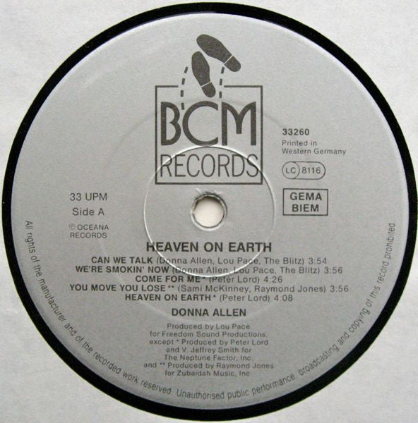 Donna Allen : Heaven On Earth (LP, Album)