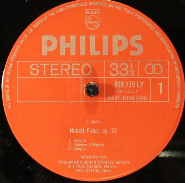 Ludwig van Beethoven, Louis Spohr - Philharmonisches Oktett Berlin : Sextett Für Hörner Und Streicher, Op. 81b / Nonett, Op. 31 (LP)