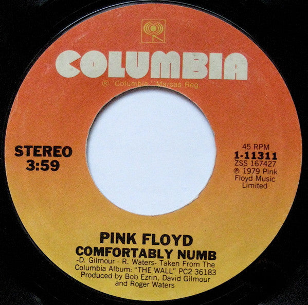 Pink Floyd : Comfortably Numb (7", Single, Styrene)