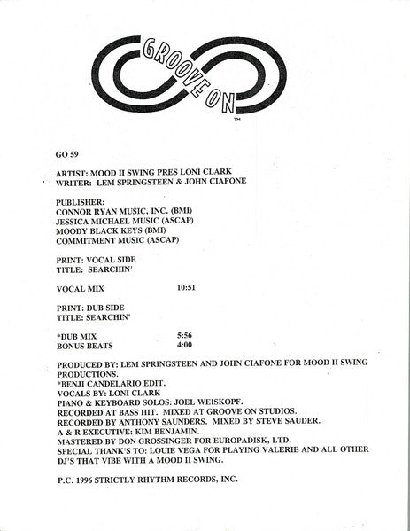 Mood II Swing Presents Loni Clark : Searchin' (12", W/Lbl)