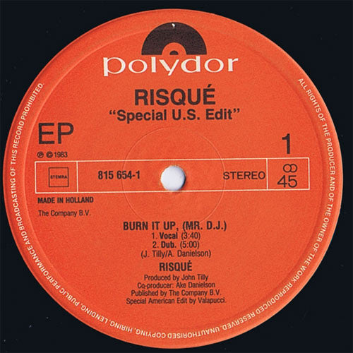 Risqué (2) : Burn It Up, (Mr. D.J.) (Special US Edit) (12", EP)