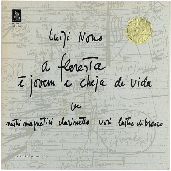 Luigi Nono : A Floresta É Jovem E Cheja De Vida (LP, Album)