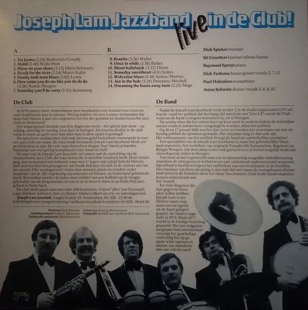 Joseph Lam Jazz Band : Live In De Club (LP, Album)