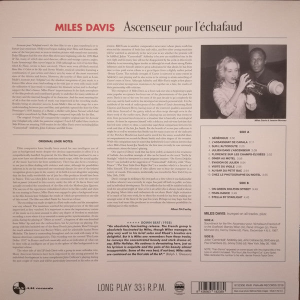Miles Davis : Ascenseur Pour L'Échafaud (LP, Album, RE, 180)