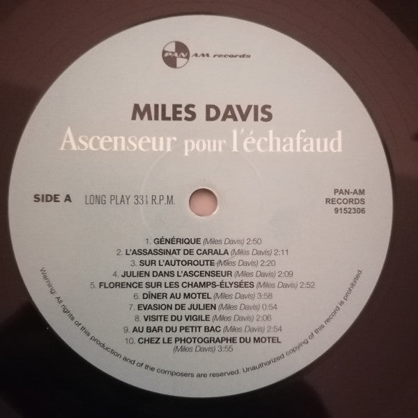 Miles Davis : Ascenseur Pour L'Échafaud (LP, Album, RE, 180)