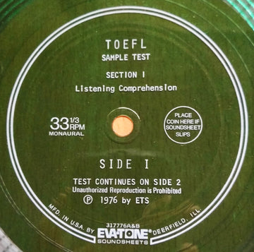 Unknown Artist : TOEFL Sample Test (Flexi, 7", Mono, Blu)