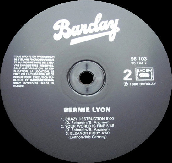 Bernie Lyon : Bernie Lyon (LP, Album)