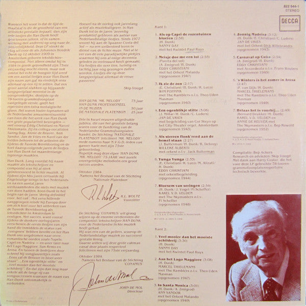 Han Dunk : "Mr. Melody" 75 Jaar (LP, Album)