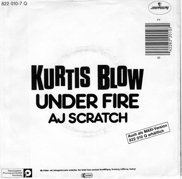 Kurtis Blow : Under Fire (7", Single)